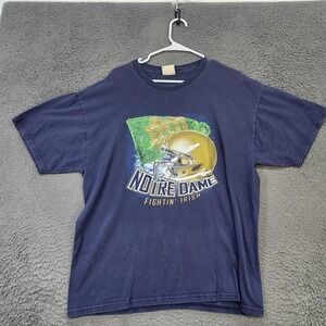 Vintage Notre Dame Fighting Irish Shirt Mens XL Blue NCAA Football Red Oak 90s